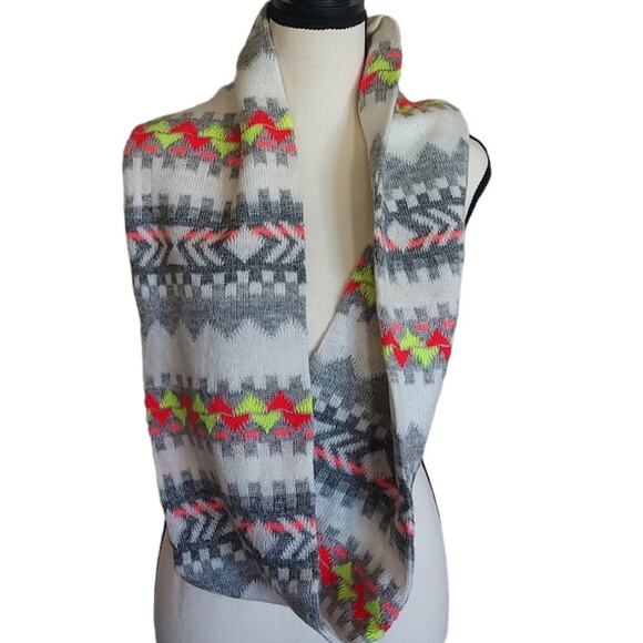 American Eagle Knit Infinity Funky Bright Colored Geometric Scarf - Picture 1 of 3